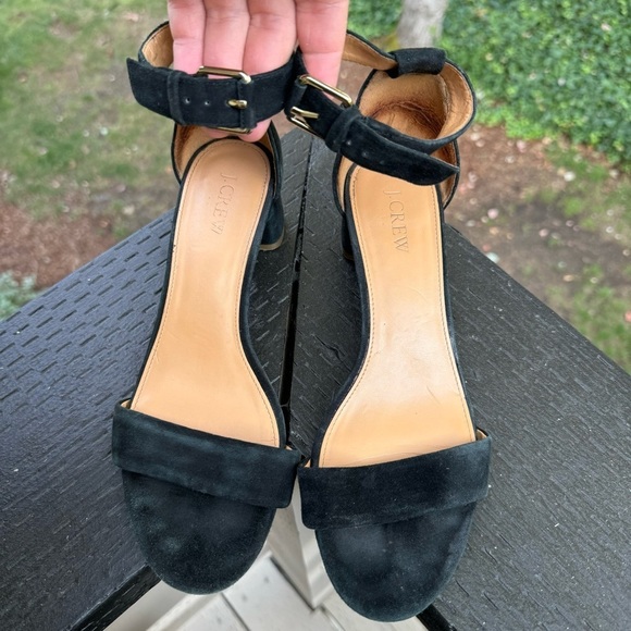J. Crew Factory Women’s Black Suede Block Heel Sandals Size 8.5 - Picture 3 of 8